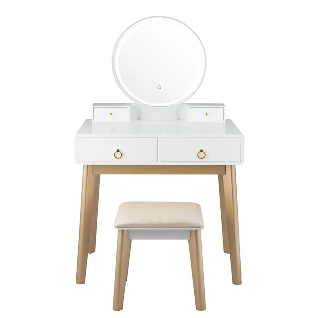 Set 3 Makeup Vanity Table Color Lighting Jewelry Divider Dressing Table-White - White - Makeup Vanities