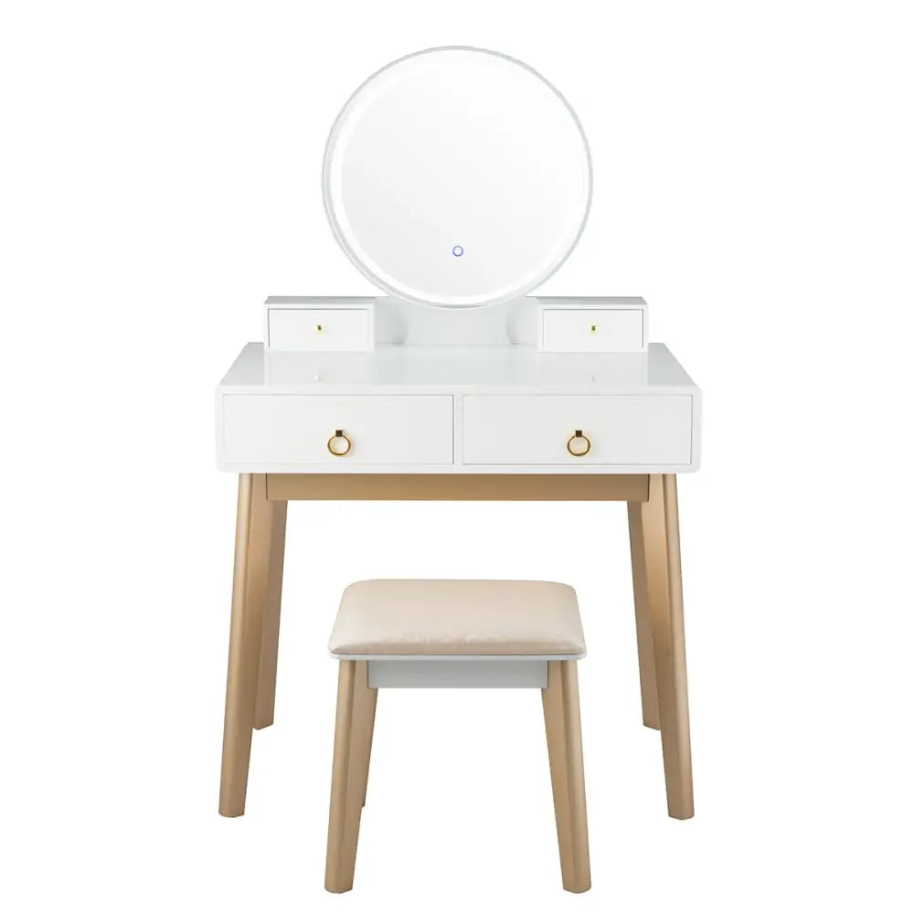 Set 3 Makeup Vanity Table Color Lighting Jewelry Divider Dressing Table-White - White - Makeup Vanities