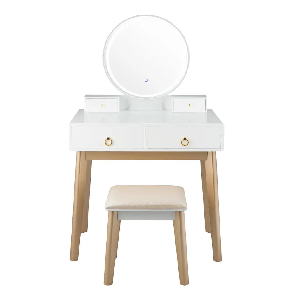 Set 3 Makeup Vanity Table Color Lighting Jewelry Divider Dressing Table-White - White - Makeup Vanities