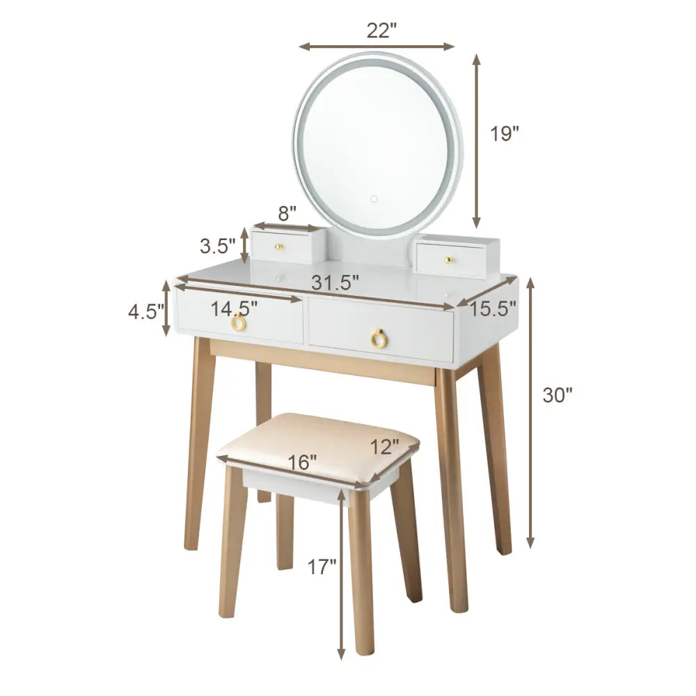 Set 3 Makeup Vanity Table Color Lighting Jewelry Divider Dressing Table-White - White - Makeup Vanities