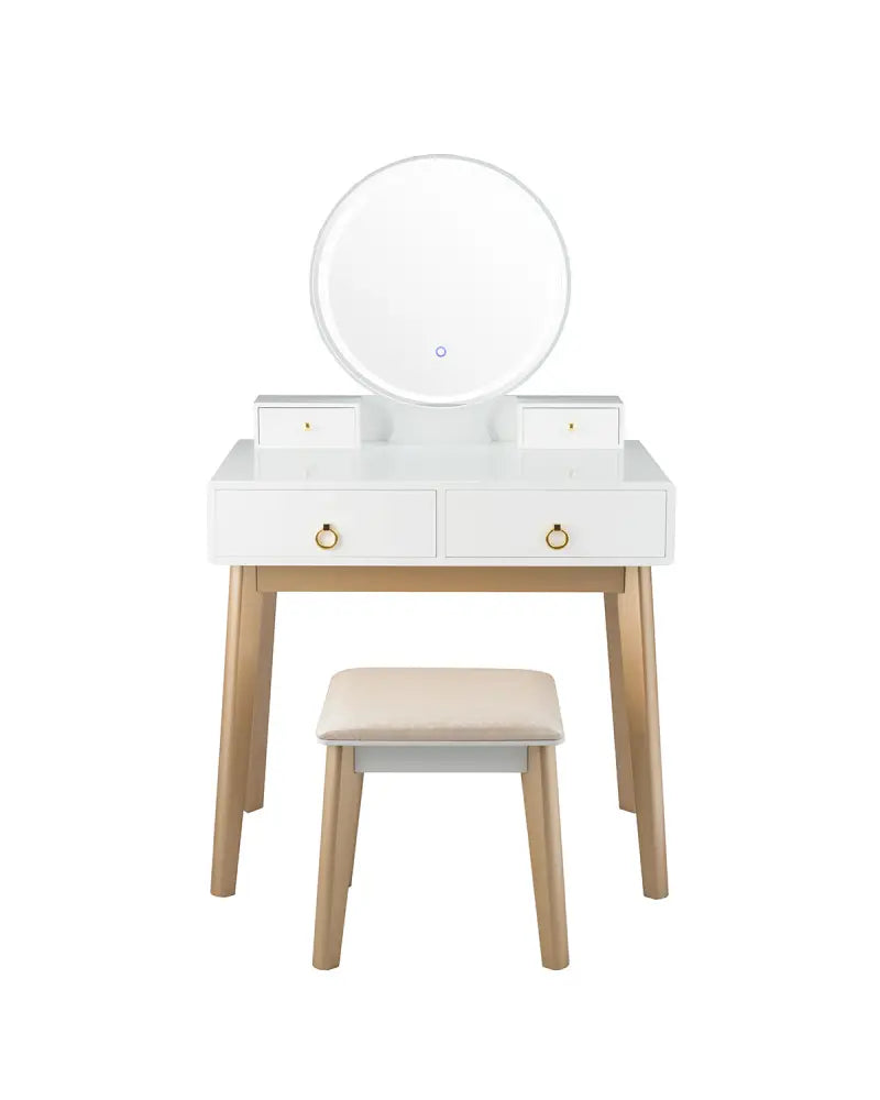 Set 3 Makeup Vanity Table Color Lighting Jewelry Divider Dressing Table-White - White - Makeup Vanities