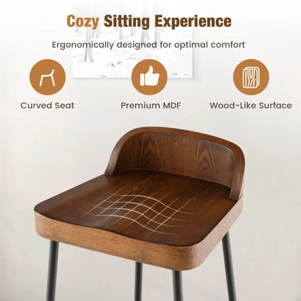 Set of 1/2 29 Inch Industrial Bar Stools with Low Back and Footrests-Set of 2 - Rustic Brown - Bar Stools