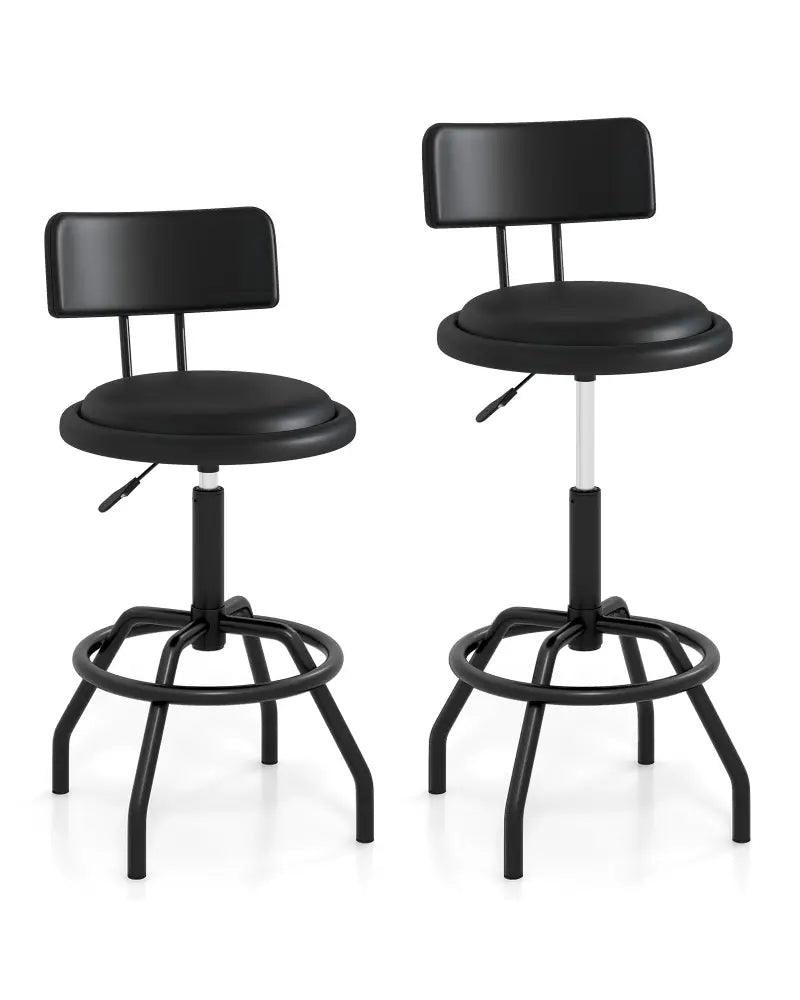 Set of 1/2 360° Swivel Counter Height Barstool with Padded Seat and Back-2 Pieces - Black - Bar Stools
