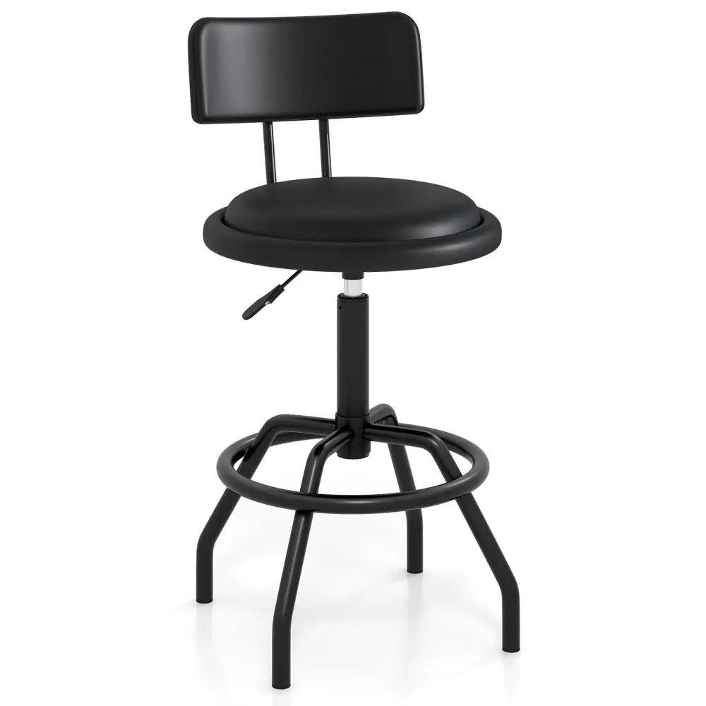 Set of 1/2 360Â° Swivel Counter Height Barstool with Padded Seat and Back-1 Piece - Black - Bar Stools