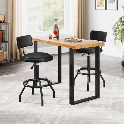 Set of 1/2 360Â° Swivel Counter Height Barstool with Padded Seat and Back-1 Piece - Black - Bar Stools