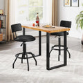 Set of 1/2 360Â° Swivel Counter Height Barstool with Padded Seat and Back-1 Piece - Black - Bar Stools