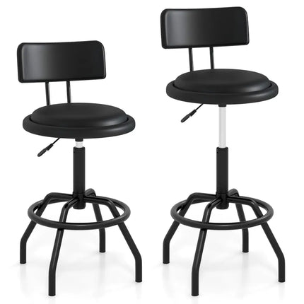 Set of 1/2 360Â° Swivel Counter Height Barstool with Padded Seat and Back-2 Pieces - Black - Bar Stools