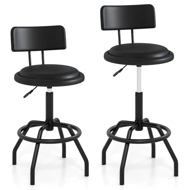 Set of 1/2 360Â° Swivel Counter Height Barstool with Padded Seat and Back-2 Pieces - Black - Bar Stools