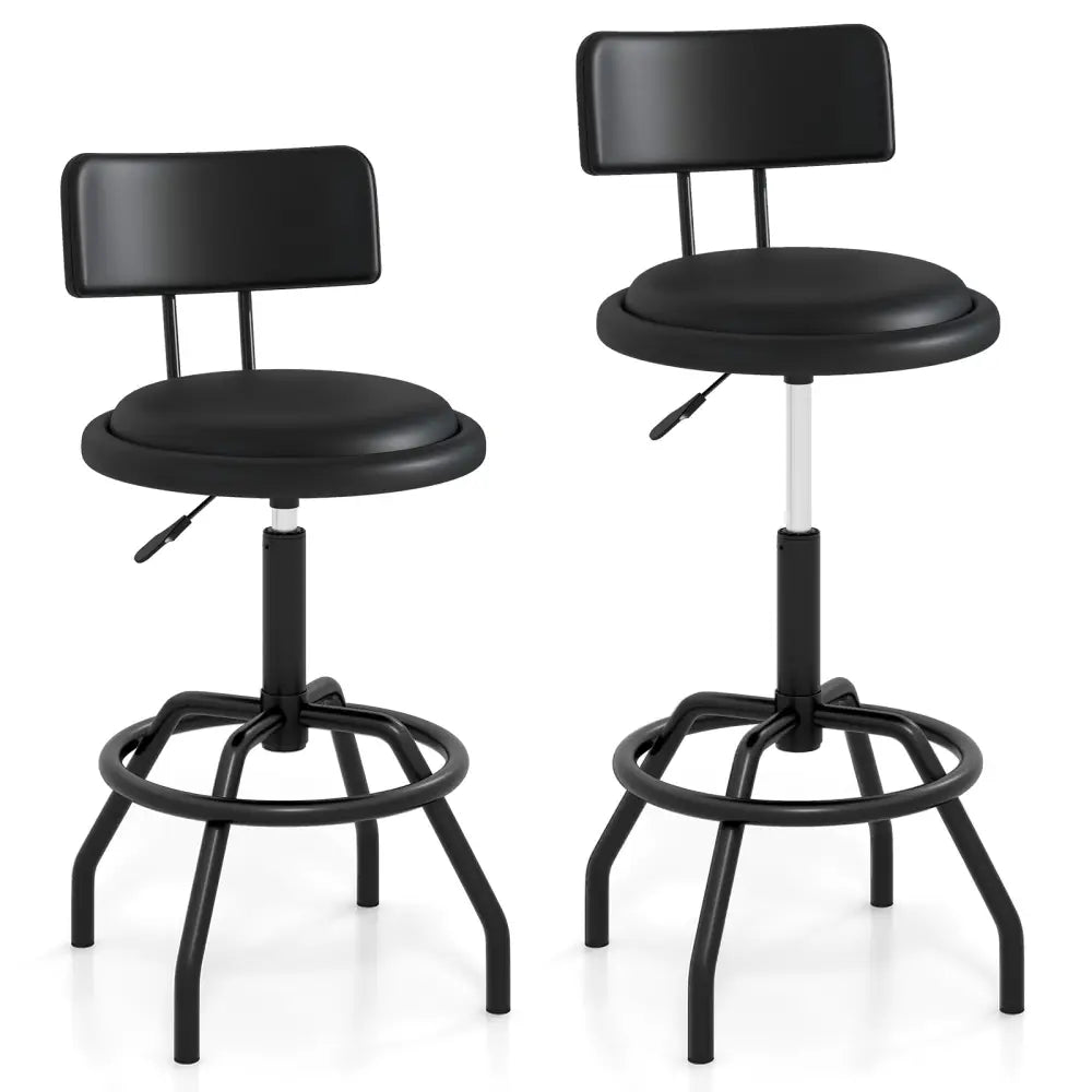 Set of 1/2 360Â° Swivel Counter Height Barstool with Padded Seat and Back-2 Pieces - Black - Bar Stools