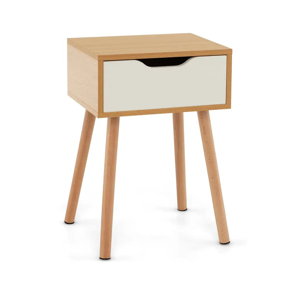Set of 1/2 Modern Nightstand with Storage Drawer for Bedroom Living Room-1 Piece - Natural - Nightstands