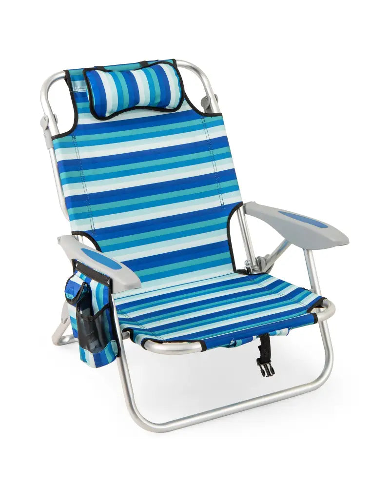 Set of 1 Folding Beach Chair for Adults with 4-Position Adjustable Backrest - Beach & Lawn Chairs