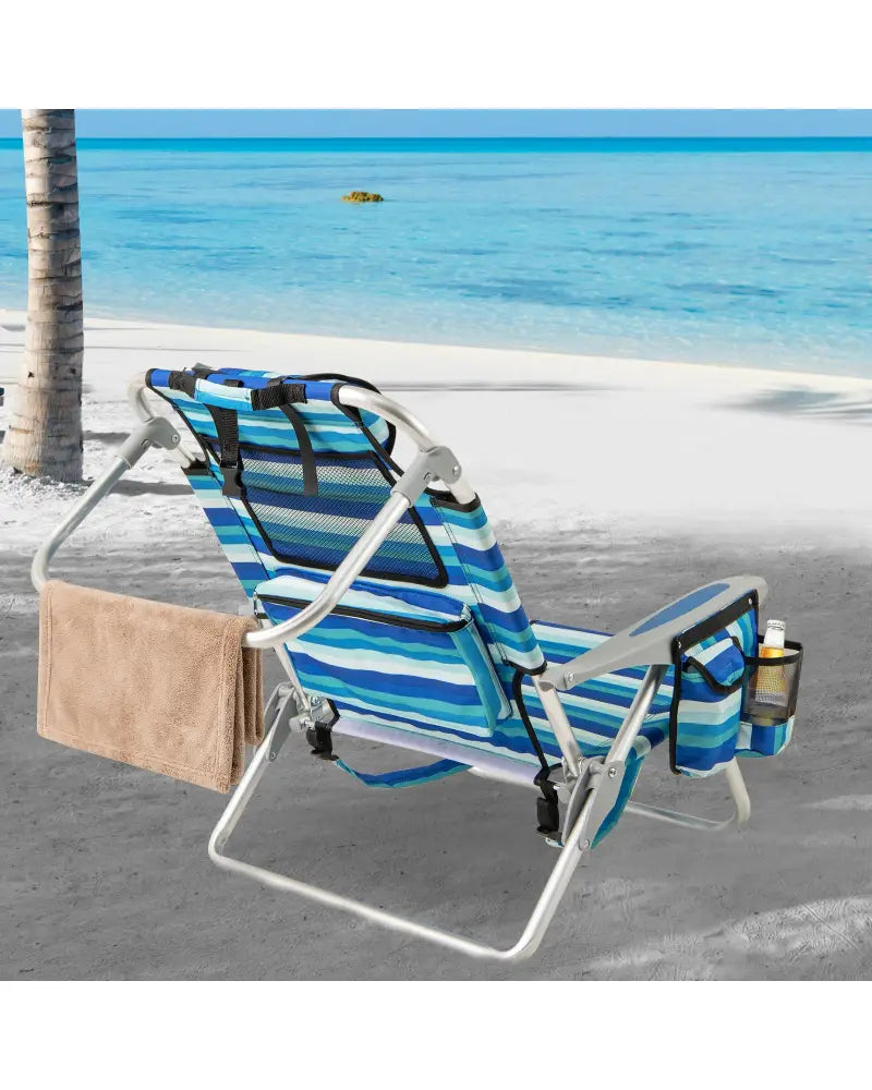 Set of 1 Folding Beach Chair for Adults with 4-Position Adjustable Backrest - Beach & Lawn Chairs