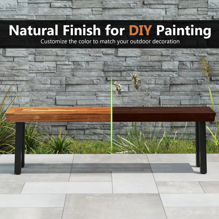 Set of 1 Outdoor Acacia Wood Benches 2-3 People Backless Garden Front Benches with Metal Frame-1 Piece - Outdoor Benches