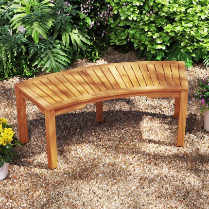 Set of 1 Outdoor Bench Acacia Wood Curved Garden Bench 2-Person - Natural - Outdoor Benches