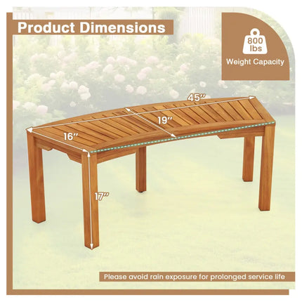 Set of 1 Outdoor Bench Acacia Wood Curved Garden Bench 2-Person - Natural - Outdoor Benches