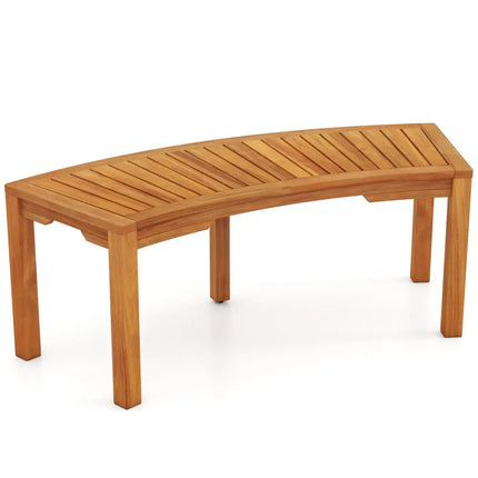 Set of 1 Outdoor Bench Acacia Wood Curved Garden Bench 2-Person - Natural - Outdoor Benches