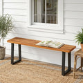 Set of 1 Wood Patio Bench 47.5’’ Long Dining Bench for Entryway Poolside - Outdoor Benches