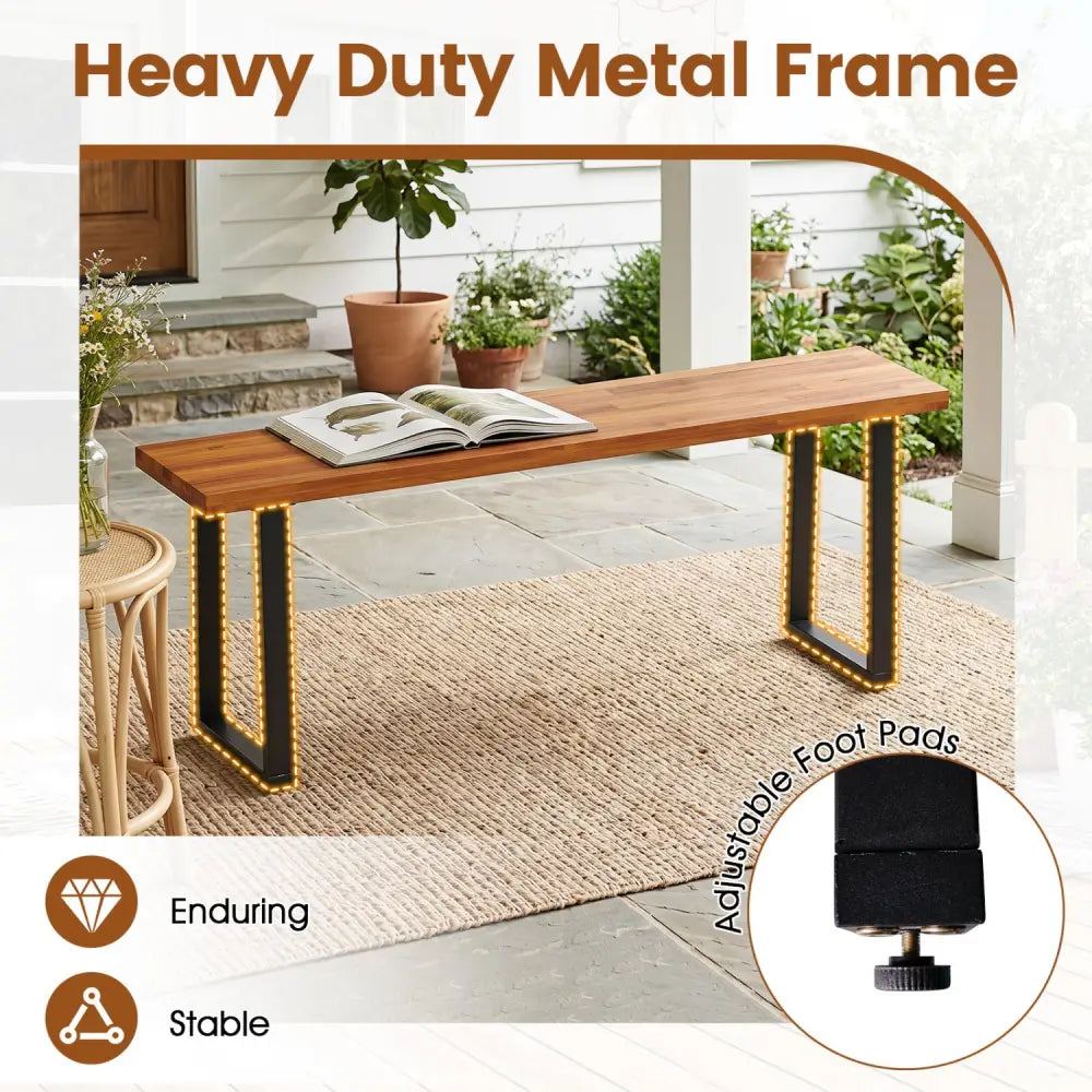 Set of 1 Wood Patio Bench 47.5’’ Long Dining Bench for Entryway Poolside - Outdoor Benches