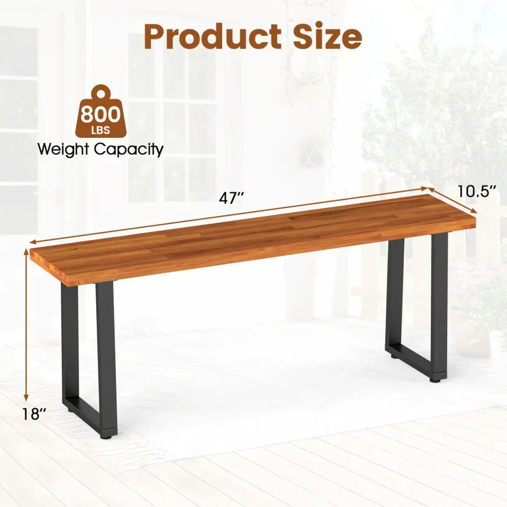 Set of 1 Wood Patio Bench 47.5’’ Long Dining Bench for Entryway Poolside - Outdoor Benches