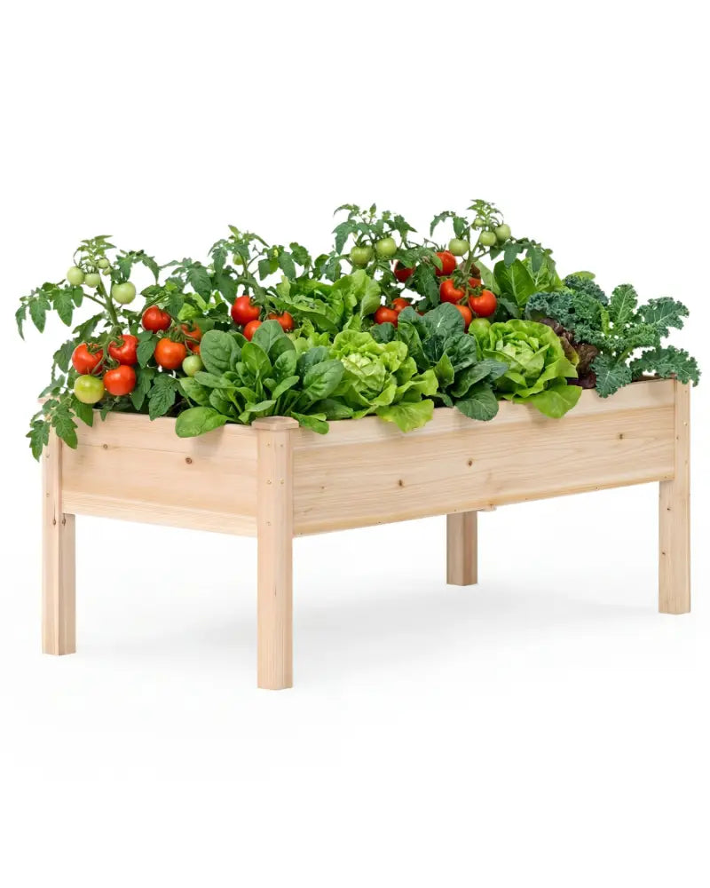 Set of 1 Wooden Raised Garden Bed with Legs Natural Fir Wood Elevated Planter Box - Natural - Raised Garden Beds