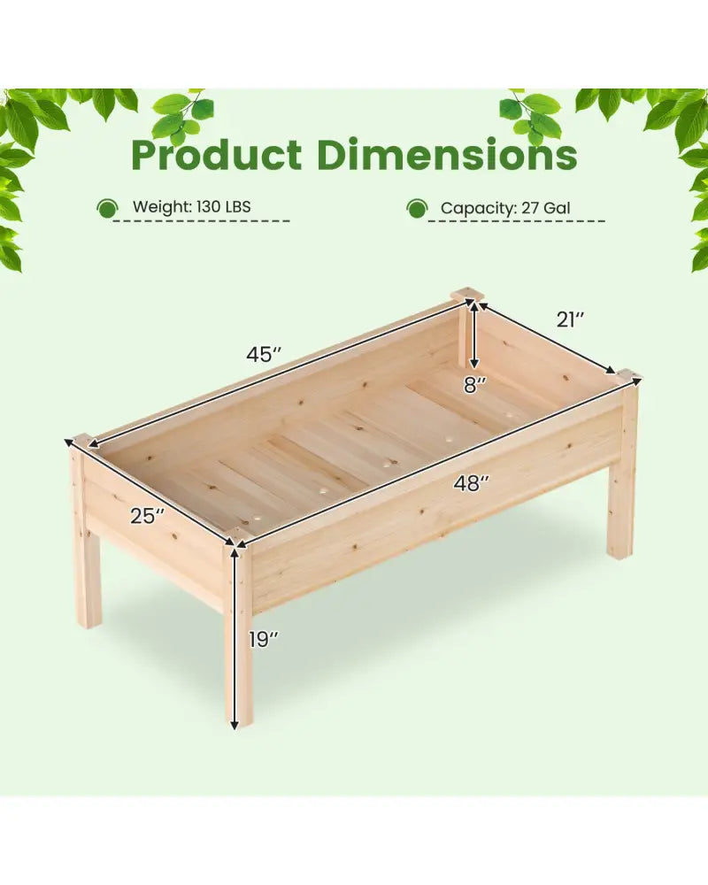 Set of 1 Wooden Raised Garden Bed with Legs Natural Fir Wood Elevated Planter Box - Natural - Raised Garden Beds