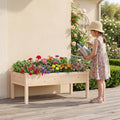Set of 1 Wooden Raised Garden Bed with Legs Natural Fir Wood Elevated Planter Box - Natural - Raised Garden Beds