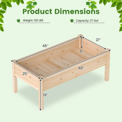 Set of 1 Wooden Raised Garden Bed with Legs Natural Fir Wood Elevated Planter Box - Natural - Raised Garden Beds