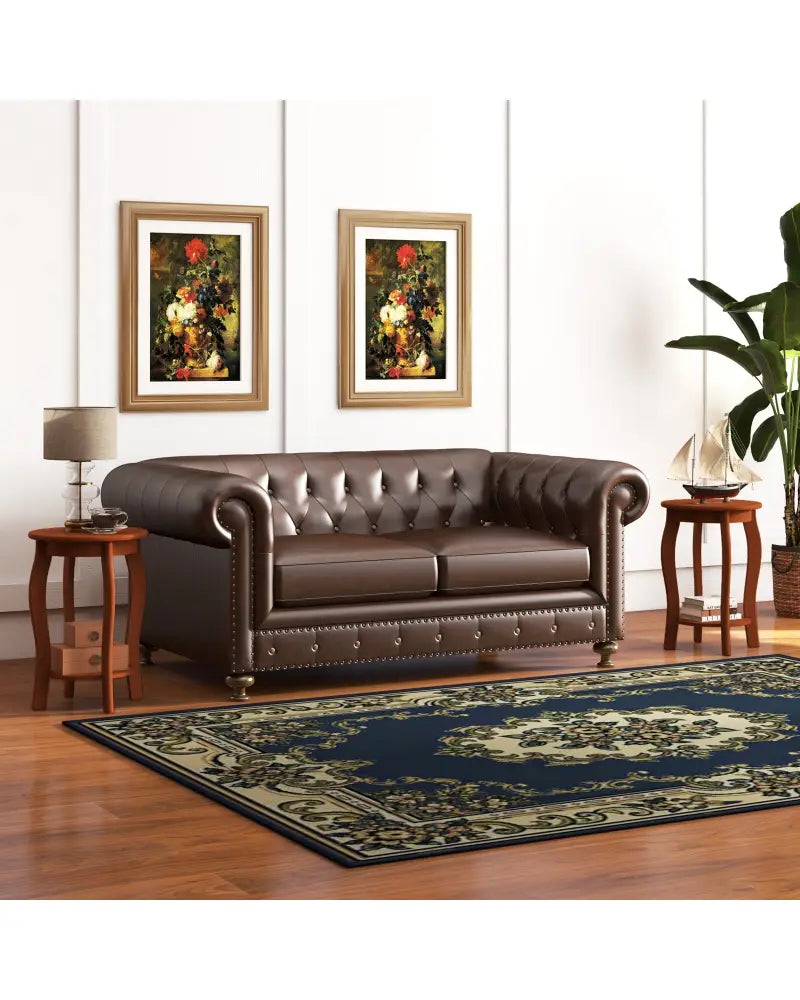 Set of 2 15 Inch 2-Tier Round End Table with Storage Shelf-Walnut - Walnut - End & Side Tables
