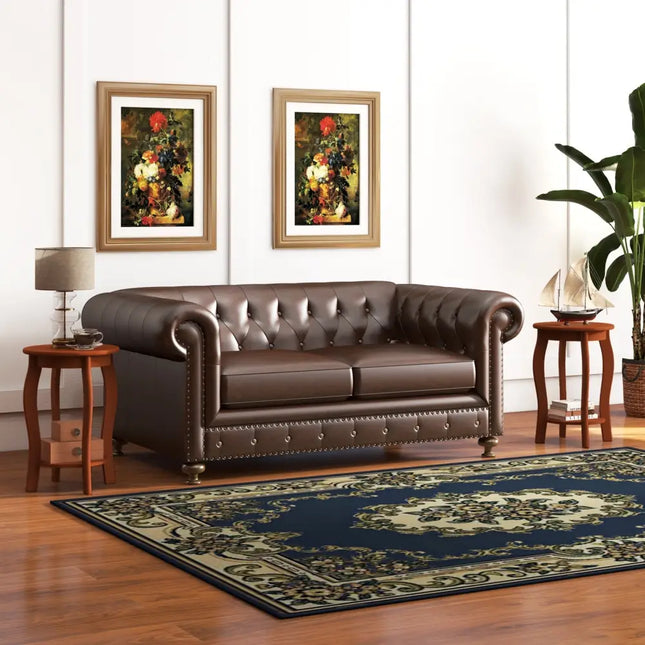 Set of 2 15 Inch 2-Tier Round End Table with Storage Shelf-Walnut - Walnut - Living Room