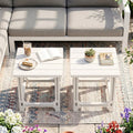 Set of 2 18 Inch Outdoor Adirondack Side Table with Slatted Surface-White - White - Patio Coffee Tables