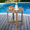 Set of 2 18 Inch Round Weather-Resistant Adirondack Side Tables-Brown - Brown - Patio Coffee Tables