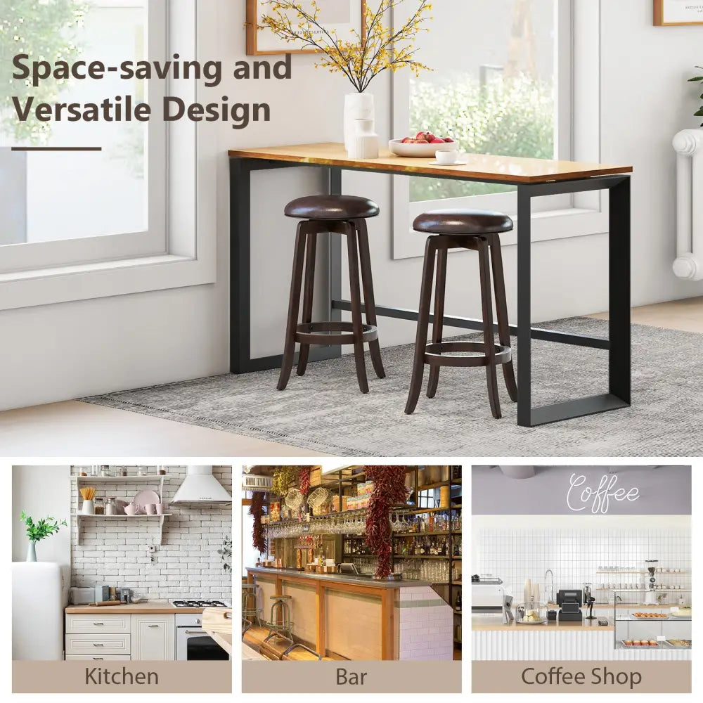 Set of 2 24/29 Inch Upholstered PU Leather Bar Stool with 360Â° Swivel Round Seat-29 inches - Bar Stools