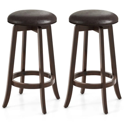 Set of 2 24/29 Inch Upholstered PU Leather Bar Stool with 360Â° Swivel Round Seat-29 inches - Bar Stools