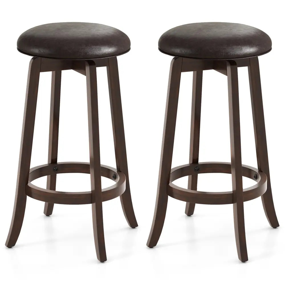 Set of 2 24/29 Inch Upholstered PU Leather Bar Stool with 360Â° Swivel Round Seat-29 inches - Bar Stools