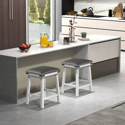Set of 2 24/30 Inch Dining Bar Stool with Acacia Wood Frame-24 inches - White - Bar Stools