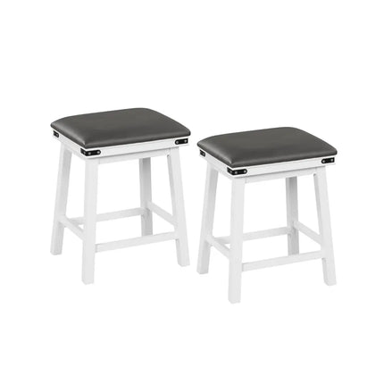 Set of 2 24/30 Inch Dining Bar Stool with Acacia Wood Frame-24 inches - White - Bar Stools