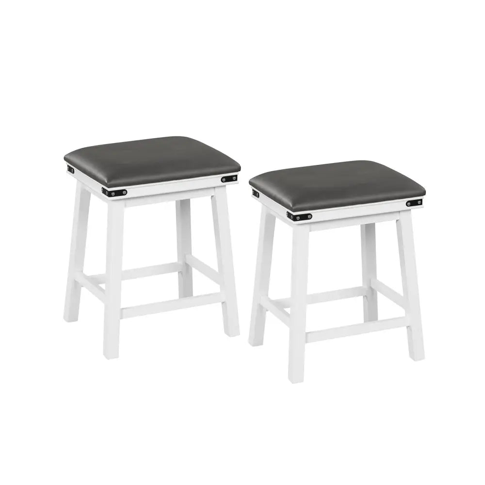 Set of 2 24/30 Inch Dining Bar Stool with Acacia Wood Frame-24 inches - White - Bar Stools