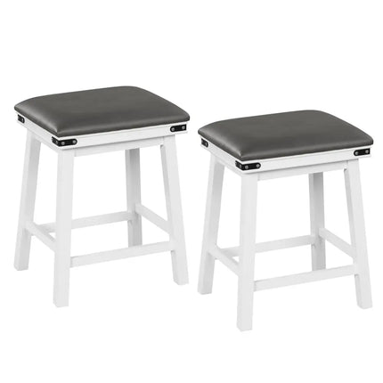 Set of 2 24/30 Inch Dining Bar Stool with Acacia Wood Frame-24 inches - White - Bar Stools