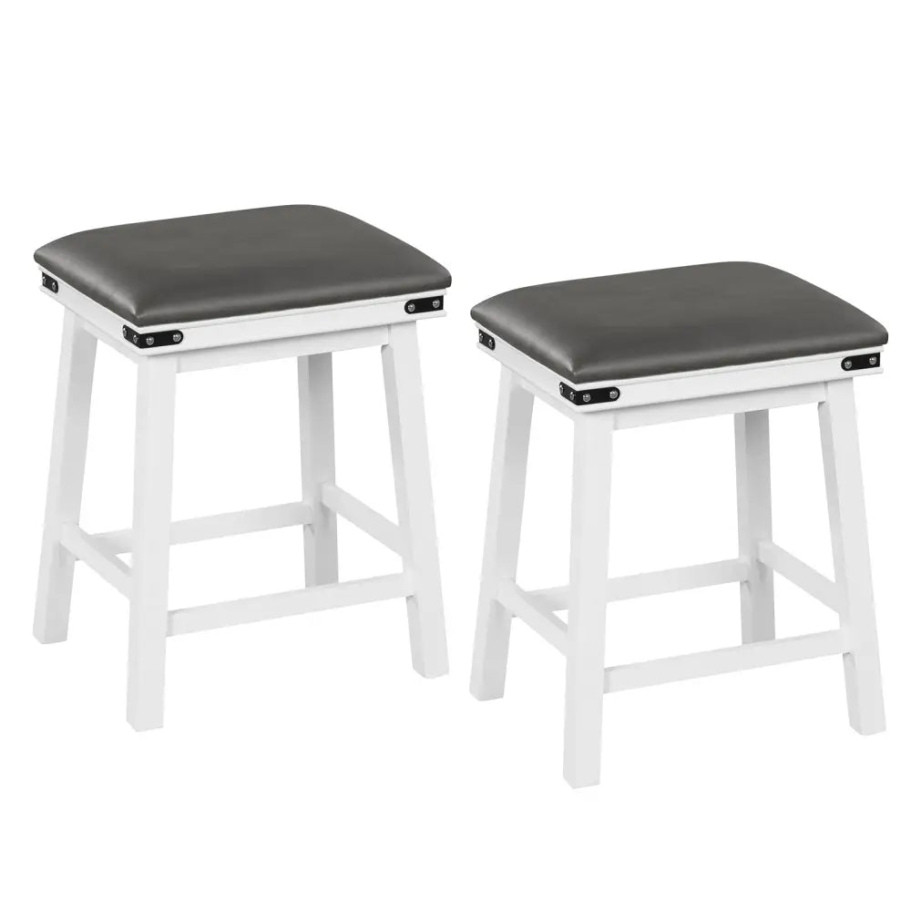 Set of 2 24/30 Inch Dining Bar Stool with Acacia Wood Frame-24 inches - White - Bar Stools