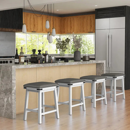 Set of 2 24/30 Inch Dining Bar Stool with Acacia Wood Frame-24 inches - White - Bar Stools