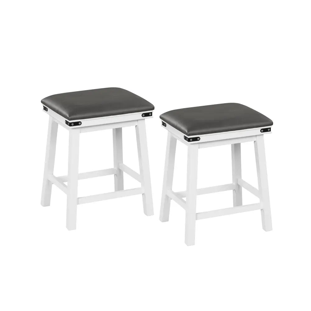 Set of 2 24/30 Inch Dining Bar Stool with Acacia Wood Frame-24 inches - White - Bar Stools