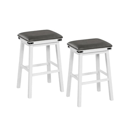 Set of 2 24/30 Inch Dining Bar Stool with Acacia Wood Frame-30 inches - White - Bar Stools