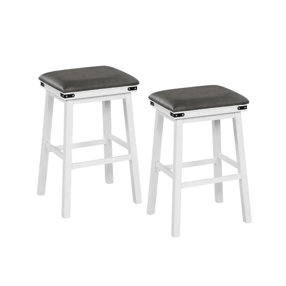 Set of 2 24/30 Inch Dining Bar Stool with Acacia Wood Frame-30 inches - White - Bar Stools