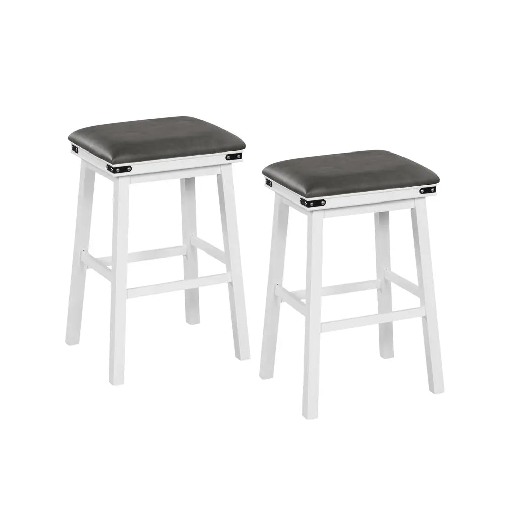 Set of 2 24/30 Inch Dining Bar Stool with Acacia Wood Frame-30 inches - White - Bar Stools