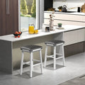 Set of 2 24/30 Inch Dining Bar Stool with Acacia Wood Frame-30 inches - White - Bar Stools