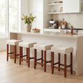 Set of 2 24 Inch Bar Stool with Curved Seat Cushions-Off White - Off White - Bar Stools