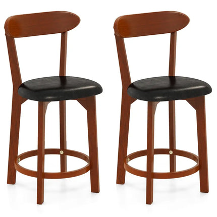 Set of 2 24 Inch Modern Armless Upholstered Cushioned Seat Island Dining Chairs for Kitchen - Walnut - Dining Chairs