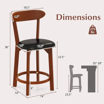 Set of 2 24 Inch Modern Armless Upholstered Cushioned Seat Island Dining Chairs for Kitchen - Walnut - Dining Chairs