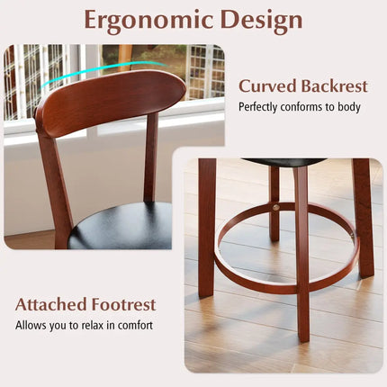 Set of 2 24 Inch Modern Armless Upholstered Cushioned Seat Island Dining Chairs for Kitchen - Walnut - Dining Chairs