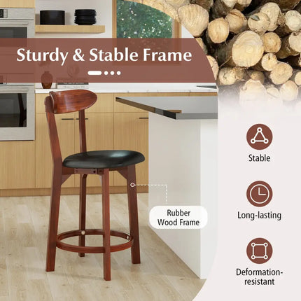 Set of 2 24 Inch Modern Armless Upholstered Cushioned Seat Island Dining Chairs for Kitchen - Walnut - Dining Chairs